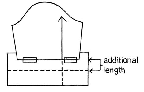 black and white illustration of fabric taped to paper with a dashed line drawn across&hellip;